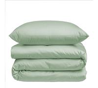 Nordic Paradise - Housse de Couette de Luxe en Satin de Coton 200x220 cm + 2 Taies d'oreiller 50x70 cm - Set de Linge de lit avec Fermeture Éclair Fine - Couleur Vert Celadon