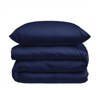 Nordic Paradise - Housse de Couette de Luxe en Satin de Coton 240x220 cm + 2 Taies d'oreiller 60x60 cm - Set de Linge de lit avec Fermeture Éclair Fine - Couleur Bleu Nuit