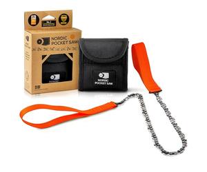 Nordic Pocket Saw Scie à Main Tronçonneuse Portable Scie Manuelle à Chaîne de 65cm Poignées et Etui en Nylon Fil à Scier - Matériel de Survie Camping Randonnées - Version Originale 33 Dents