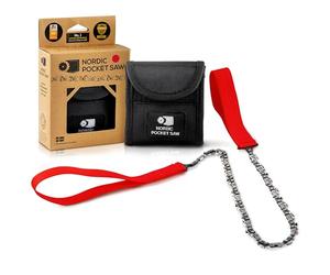 Nordic Pocket Saw Scie à Main Tronçonneuse Portable Scie Manuelle à Chaîne de 65cm Poignées et Etui en Nylon - Fil à Scier - Matériel de Survie Camping Randonnées - Version Originale 33 Dents