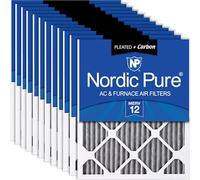 Nordic Pure 16 x 25 x 1pm12 C-12 plissé Merv 12 Plus Carbon AC four de filtres (lot de 12), 40,6 x 63,5 x 2,5 cm