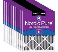 Nordic Pure 20 x 20 x 1pm8 C-12 plissé Merv 8 Plus Carbon AC four de filtres (lot de 12), 50,8 x 50,8 x 2,5 cm