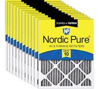 Nordic Pure Lot de 12 filtres à air plissés en carbone pour fournaise 10 x 20 x 1 MERV 10