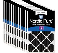 Nordic Pure Lot de 12 filtres de four plissés en carbone pur pour réduction des odeurs Merv 8 - 20 x 20 x 2 (19 1/2 x 19 1/2 x 1 3/4)