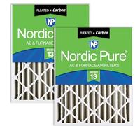 Nordic Pure Lot de 2 filtres à air plissés pour fournaise AC 30,5 x 61 x 10,2 cm, lot de 2, MERV 13 + carbone, lot de 2