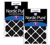 Nordic Pure Lot de 2 filtres de four plissés en carbone pur pour réduction des odeurs Merv 8 16 x 25 x 4 (15 1/2 x 24 1/2 x 3 5/8)