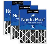 Nordic Pure Lot de 3 filtres à air plissés en carbone pour four MERV 12 20 x 2 (19 1/2 x 19 1/2 x 1 3/4)