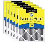 Nordic Pure MERV 10 Lot de 6 filtres à air plissés en carbone pour chaudière CA 20 x 25 x 1