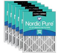 Nordic Pure MERV 14 Lot de 6 filtres à air plissés en carbone pour fournaise CA 16 x 20 x 4