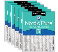 Nordic Pure MERV 14 Plus Lot de 6 filtres à air plissés en carbone pour chaudière CA 20 x 30 x 1