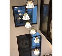 Nordic Salon Creative Duplex Plafond Lampe d'escalier Spirale rétro Escalier en Fer forgé Long Chandelier Cafe Tea House Villa Pendant Light