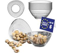 NORDIC SCHILLER Bols à Dessert en Verre Lot de 6, 300ml SANS PLOMB Coupes à Dessert, Sauces à Collation, Bols Empilables, Bols pour Sauces, Pudding, Bol de Service pour Fruits