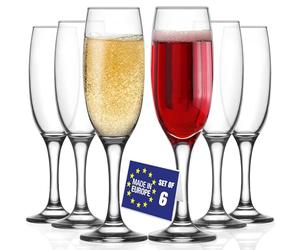 NORDIC SCHILLER Flute Champagne, Verres à Champagne, 220ml, Lot de 6 100% SANS PLOMB Coupe de Champagne Flûtes en Verre, Verres à Flûte, Lave-vaisselle Coupes à Champagne en Verre, Verres à Vin