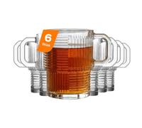 NORDIC SCHILLER Lot de 6 verres à café et à thé avec anse - Verres empilables 270 ml - Verre de qualité supérieure - Passe au lave-vaisselle - Pour un plaisir élégant à la maison, aux bars et aux