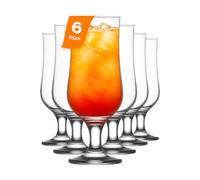 NORDIC SCHILLER Verres a Cocktail, Verre Pina Colada, Lot de 6, 385ml, 100% SANS PLOMB Verres Hurricane, Verre Cocktail, Smoothie, Milkshake, Verres à Mojito