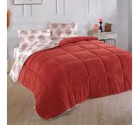 NORDIC SCHILLER Welsoft Couette double face, 155 x 215 cm, rouge brique, 35 % coton, microfibre, pour toutes les saisons, respirante pour les personnes allergiques, couverture douce, lavable en