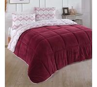 NORDIC SCHILLER Welsoft Couette double face, 215 x 235 cm, rouge cerise, 35 % coton, microfibre, pour toutes les saisons, respirante pour les personnes allergiques, couverture douce, lavable en