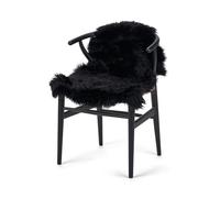 Nordic Sheep Tapis Peau de Mouton à Poils Longs 90x60 cm | Peau de Mouton Veritable pour canapé, Chaise, ou Table | Chaque Tapis Fourrure est Unique, créé par la Nature | Couleur : Noir