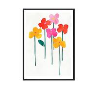 Nordic Simple Style Six Fleurs Happy Flowers Toile Toile Mur Art Art Print Affiche Picture Décor Peinture Pour Chambre à coucher Décoration de la maison Pas de cadre(50x70cm No Frame)