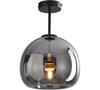 Nordic Small Ceiling Lights with Amber Glass Shade Modern Ceiling Light Fixture 9.8in E26 Smoky Gray Semi Flush Mount Ceiling Lighting for Aisle Corridor Living Room Foyer Balcony Hallway(Black)