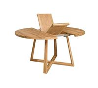 Nordic Story Table à manger Moby (ronde, extensible) • Table avec pieds croisés • Bois massif (chêne) • Chêne naturel • Table ronde extensible (130-170 x 100 x 75 cm)
