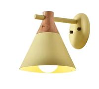 Nordic Style Wrought Iron Wooden Decorative Wall Lamp, Light Source Single, Wall-Mounted Lighting fixtures, Creative Color Metal lampshade Lantern, Indoor Sconce