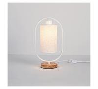 Nordic Table Lamp Bedroom Bedside Simple Personality Creative Retro Fabric Warm Wood Dimming Night Light Bedside Table Lamp (Lampshade Color : White)