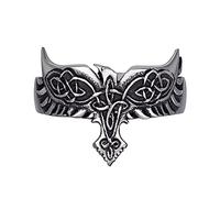 Nordic Viking Celtic Knot Raven Ring, Hommes Femmes Anneaux D’Animaux en Acier Inoxydable, Anneau D’aigle Volant Fait À la Main Punk Rock Pirate Mythologie Bijoux Taille 7-13