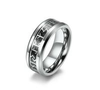 Nordic Viking Script fibre de carbone titane acier bague bague, Rune Rune bijoux en acier inoxydable
