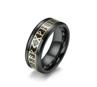 Nordic Viking Script fibre de carbone titane acier bague bague, Rune Rune bijoux en acier inoxydable