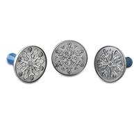 Nordic Ware Lot de 3 tampons à biscuits flocon de neige en fonte d'aluminium robuste, fabriqué aux États-Unis, robuste et durable, gris/bleu