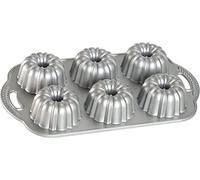 Nordic Ware Moule à Gâteau Bundtlette, Moule Gâteau Bundt en Fonte d'Aluminium pour Cuire Jusqu'à 6 Mini Gâteaux Bundt, Moule Antiadhésif Fabriqué aux États-Unis, Couleur : Argenté