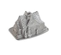 Nordic Ware Gingerbread House Bundt Pan, Seasonal Christmas Aluminium Bundt Tin, Bundt Cake Tin with Pattern, Cake Mould, Colour: Silver