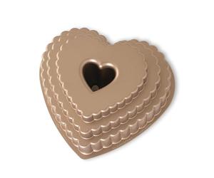 Nordic Ware Moule Coeur - Couronne de festonné - Moule à gâteau en forme de cœur, aluminium, Argent , 26,7 x 25,4 x 11 cm, 1 unité