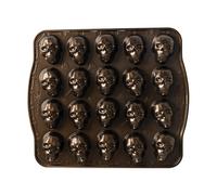 Nordic Ware - Moule à gâteau, moule à pâtisserie - Moule 20 mini Têtes de mort Bronze - Revêtement antiadhésif - Fonte d'aluminium