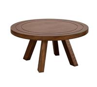 NordicSolidWoodDarkBrownTable basse ovale robuste avec dessus large Pieds épais et coins arrondis pour salon et bureau (60 x 60 x 40 cm)