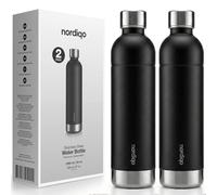 Nordiqo Bouteille Inox 1L | Compatible avec Aarke Carbonator 3, SodaStream Duo & Bouteilles Plastique | Pas pour Crystal & Jet | Sans date d'expiration | Sans plastique | 2x Noir