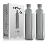 Nordiqo Bouteille Premium en Acier Inoxydable 1,3L / 1300 ml | Compatible avec Aarke Carbonator 3 | Lavable Lave-Vaisselle | Sans Expiration ni BPA | Anti-Fuite | Acier Épais | Lot de 2