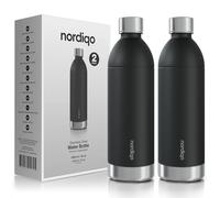 Nordiqo Bouteille Premium en Acier Inoxydable 1,3L / 1300 ml | Compatible avec Aarke Carbonator 3 | Lavable Lave-Vaisselle | Sans Expiration ni BPA | Anti-Fuite | Acier Épais | Lot de 2