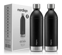 Nordiqo Premium Bouteille pour Machine à Eau Gazeuse 1,3L | XL Bouteille de Rechange en Acier Inoxydable pour Aarke Carbonator 3 & Smeg | Passe au Lave-Vaisselle & Sans Plastique | Lot de 2