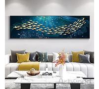 Nordique abstrait doré poisson cerf photos toile peinture mur Art moderne affiches et impressions pour salon Cuadros décor à la maison 35x140 cm sans cadre