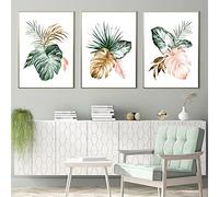 Nordique abstrait vert feuille tropicale aquarelle affiches toile peinture mur Art imprimer photos chambre intérieur décor à la maison 50x70 cm-3 pièces sans cadre