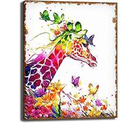 Nordique Animal Tableaux Peinture Graffiti Coloré Papillon Et Girafe Affiches Et Gravures Moderne Toile tableau Tableaux Murale Art Affiche Pour Salon Decoration Sans Cadre 30×40cm