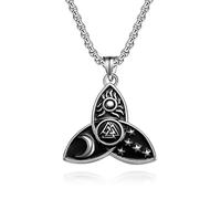 Nordique Celtique Triangle Noeud Star Lune Soleil Titane Acier Collier Mythique Odin Triangle Noeud Pendentif