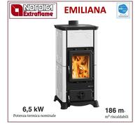 Nordique EMILIANA.165 3009221 Poêle à Bois Faïence Bianca 6,5 Kw 186 m3 Ce