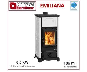 Nordique EMILIANA.165 3009221 Poêle à Bois Faïence Bianca 6,5 Kw 186 m3 Ce