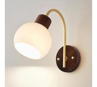 Nordique en Bois Massif Applexion du Mur de Lait Moderne en Verre Blanc léger léger de lit de lit de lit de lit de lit de lit de lit, Stripe Globe Verre Art Art décor éclairage pour Chambre e27