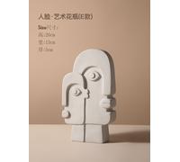 Nordique Ins Moderne Créatif Vase En Céramique Simple Visage Humain Salon Arrangement De Fleurs Porche Art Décoration De La Maison Décoration-Art Visage Humain Vase-Grands Yeux Et Doubles Visages