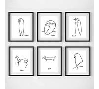 Nordique minimaliste Picasso animaux imprime dessin au trait toile Art peinture affiche scandinave mur Art photo décor à la maison 30x40cm (12x16in) x6 sans cadre