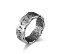 Nordique Rétro Vintage Vintage Viking Texte Bague en acier titane, Niche Personnalisé Design Bijoux Culturels